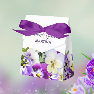 Purple white florals birthday name Thank You Favour Box