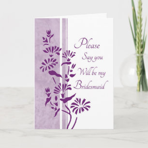 Purple & White Flower Bridesmaid Invitation Card