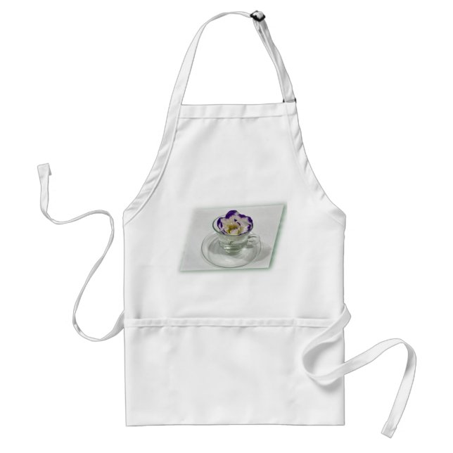 Purple white flower in a cup standard apron (Front)