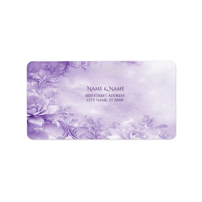 Purple White Flowers Address Label (Front)