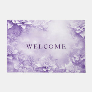 Purple White Flowers Doormat