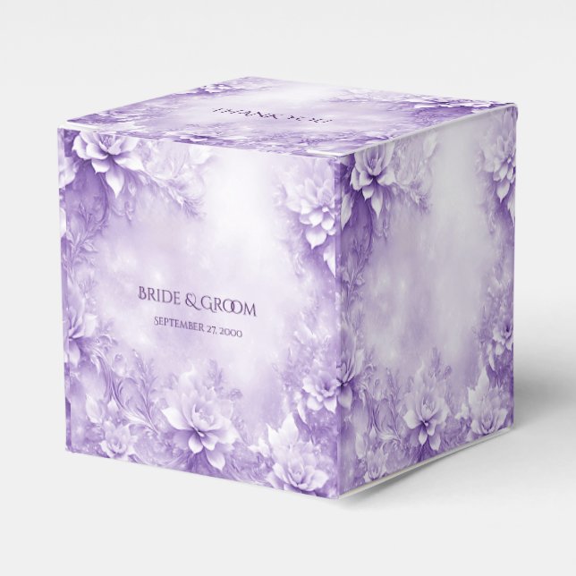 Purple White Flowers Favour Box (Front Side)