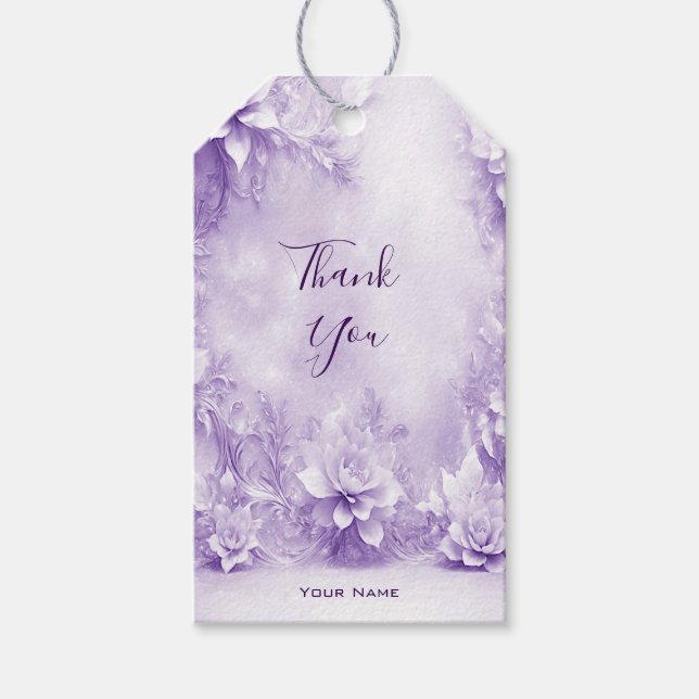 Purple White Flowers Gift Tag (Front)