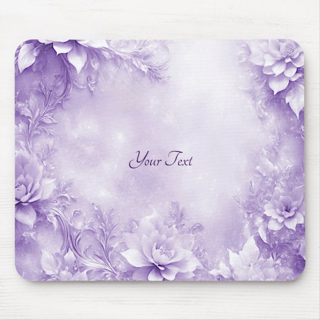 Purple White Flowers Mousepad (Front)