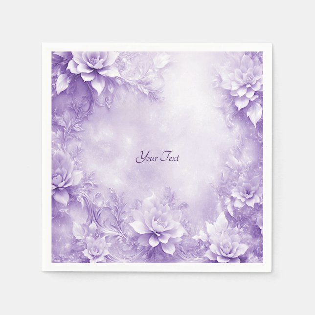 Purple White Flowers Napkins (Front)