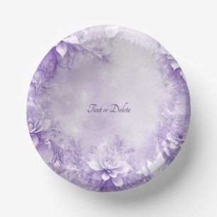 Purple White Flowers Paper Bowls Plate