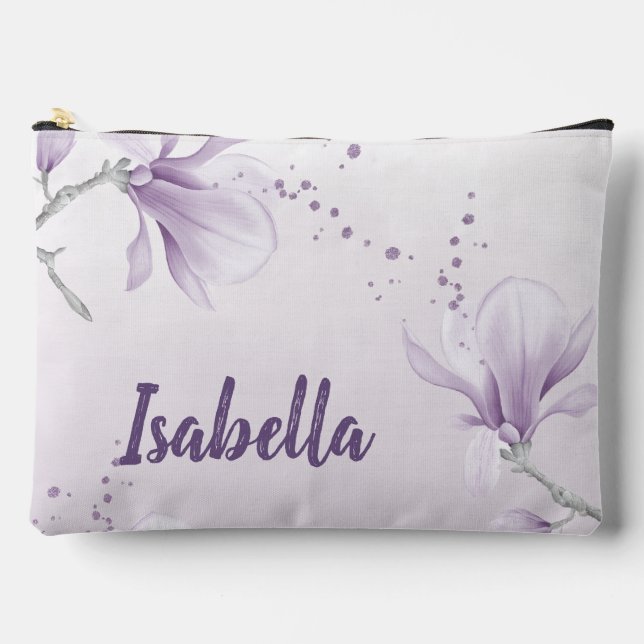 purple white flowers romantic  accessory pouch (Front)