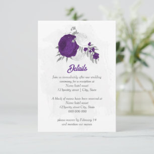 purple white flowers silver botanical details enclosure card