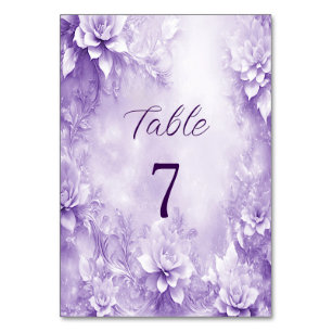 Purple White Flowers Table Number