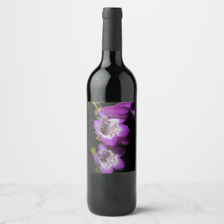 Purple White Flowers Wine Lable Label