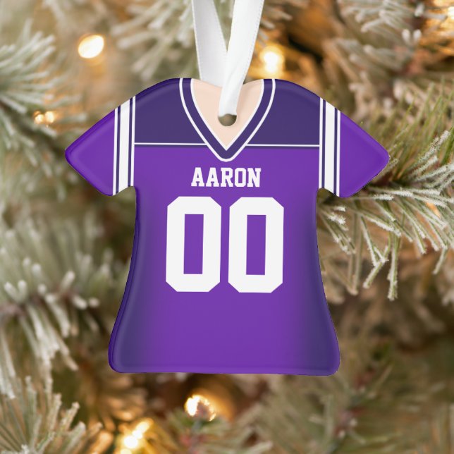 Purple/White Football Jersey Ornament (Tree)