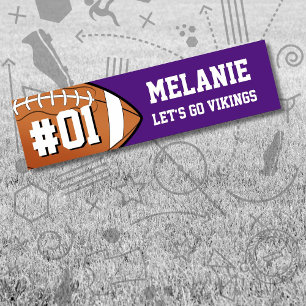 Purple White Football Team Bumper Sticker