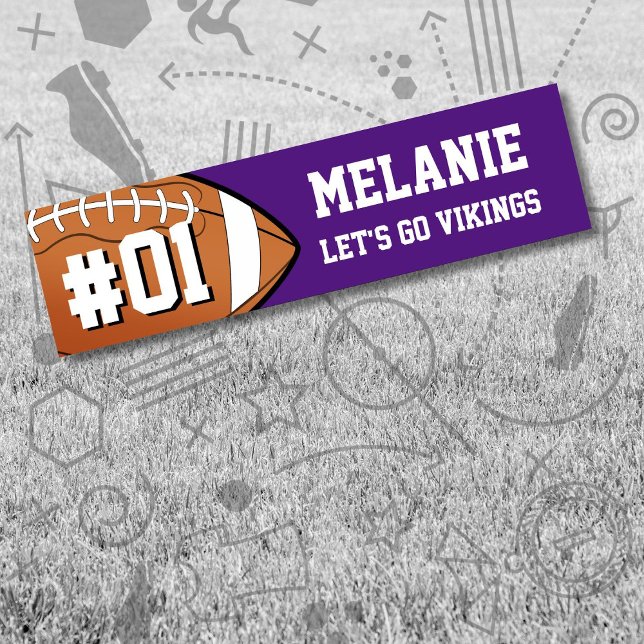 Purple White Football Team Bumper Sticker (Creator Uploaded)
