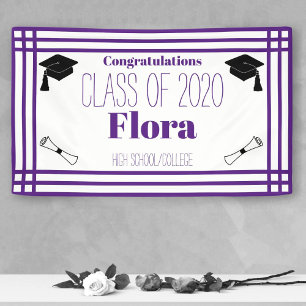 Purple White Geometric Graduation Party Banner