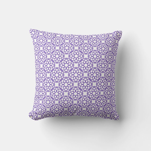 Purple White Geometric Seamless Pattern Cushion (Front)