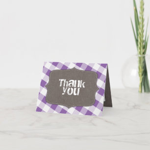 Purple & White Gingham Canvas Thank You Cards