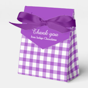 Purple white gingham pattern thank you gift box