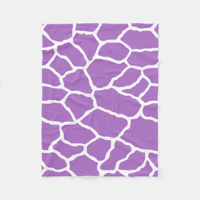 Purple White Giraffe Skin Pattern Fleece Blanket (Front)