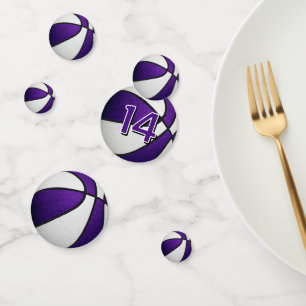 purple white girls basketball birthday party confetti