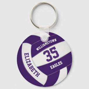 purple white girls boys team colours volleyball key ring