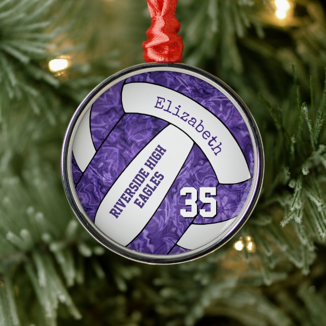 purple white girls sports volleyball team memento metal tree decoration (Tree)