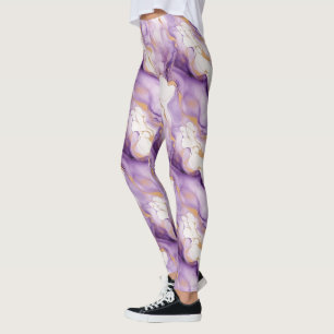 Purple White Gold Abstract Leggings