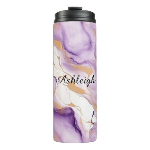 Purple White Gold Abstract Thermal Tumbler