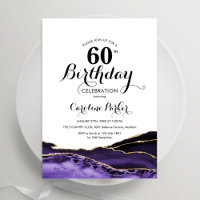 Purple White Gold Agate 60th Birthday