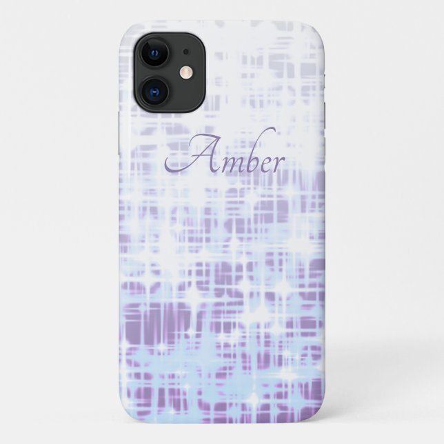 Purple White Gradient Glow Sparkles Personalised Case-Mate iPhone Case (Back)