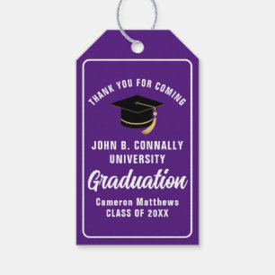 Purple White Graduate Custom 2024 Graduation Party Gift Tags