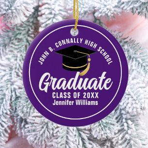 Purple White Graduate Custom 2026 Graduation Ceramic Tree Decoration