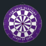 Purple & White Graduation | Custom Text Dartboard<br><div class="desc">Change the background colour to the school colour and personalise the text as needed. Congratulate the grad in your life with your desired messages such as "CON-GRAD-ULATIONS CLASS OF 20XX". This dartboard would be great to double as an activity to have at the graduation party as well as a graduation...</div>