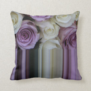 Purple White Graphic rose throw pillow