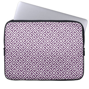 Purple & White Greek Key Laptop Sleeve
