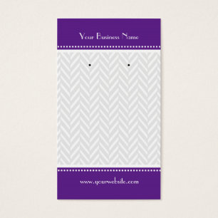Purple White Grey Herringbone Earring Cards