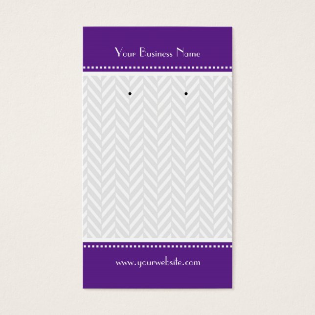 Purple White Grey Herringbone Earring Cards (Front)