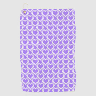 Purple White Hearts Pattern Golf Towel
