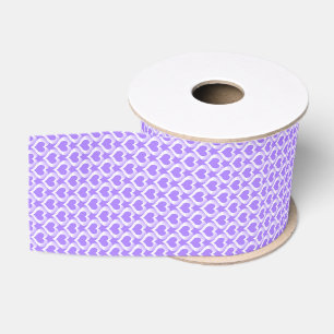 Purple White Hearts Pattern Grosgrain Ribbon