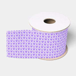 Purple White Hearts Pattern Grosgrain Ribbon