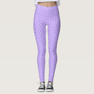 Purple White Hearts Pattern Leggings