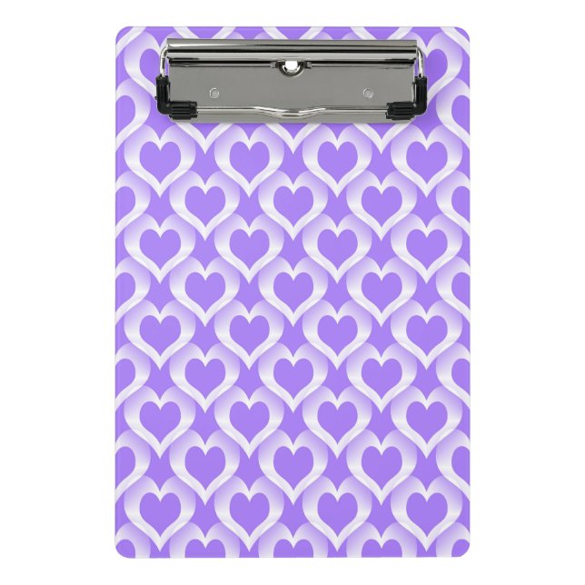 Purple White Hearts Pattern Mini Clipboard (Front)