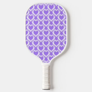 Purple White Hearts Pattern Pickleball Paddle