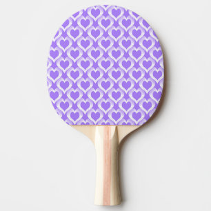 Purple White Hearts Pattern Ping Pong Paddle