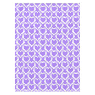 Purple White Hearts Pattern Tablecloth
