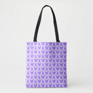 Purple White Hearts Pattern Tote Bag