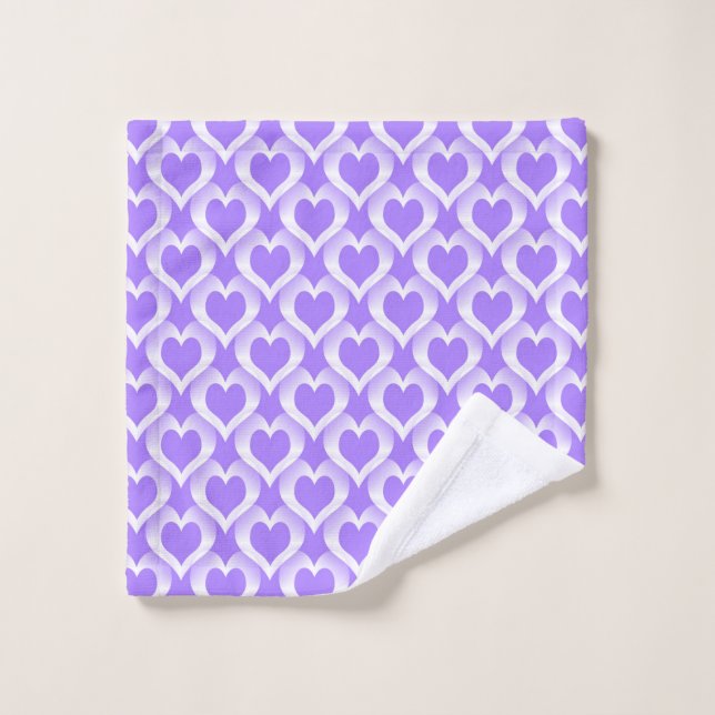 Purple White Hearts Pattern Wash Cloth (Wash Cloth)