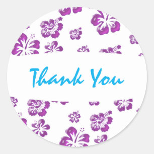 Purple White Hibiscus Flower Floral Party Sticker