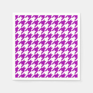 Purple White Houndstooth Check Napkin