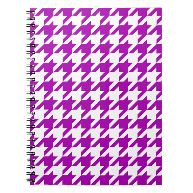 Purple White Houndstooth Check Notebook (Front)