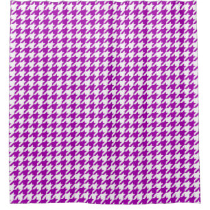 Purple White Houndstooth Check Shower Curtain